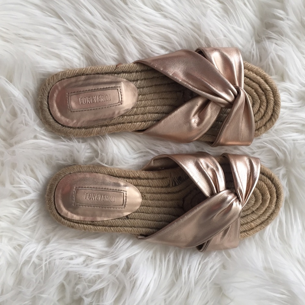 Metallic Rose Gold Slip-on Espadrilles EUC